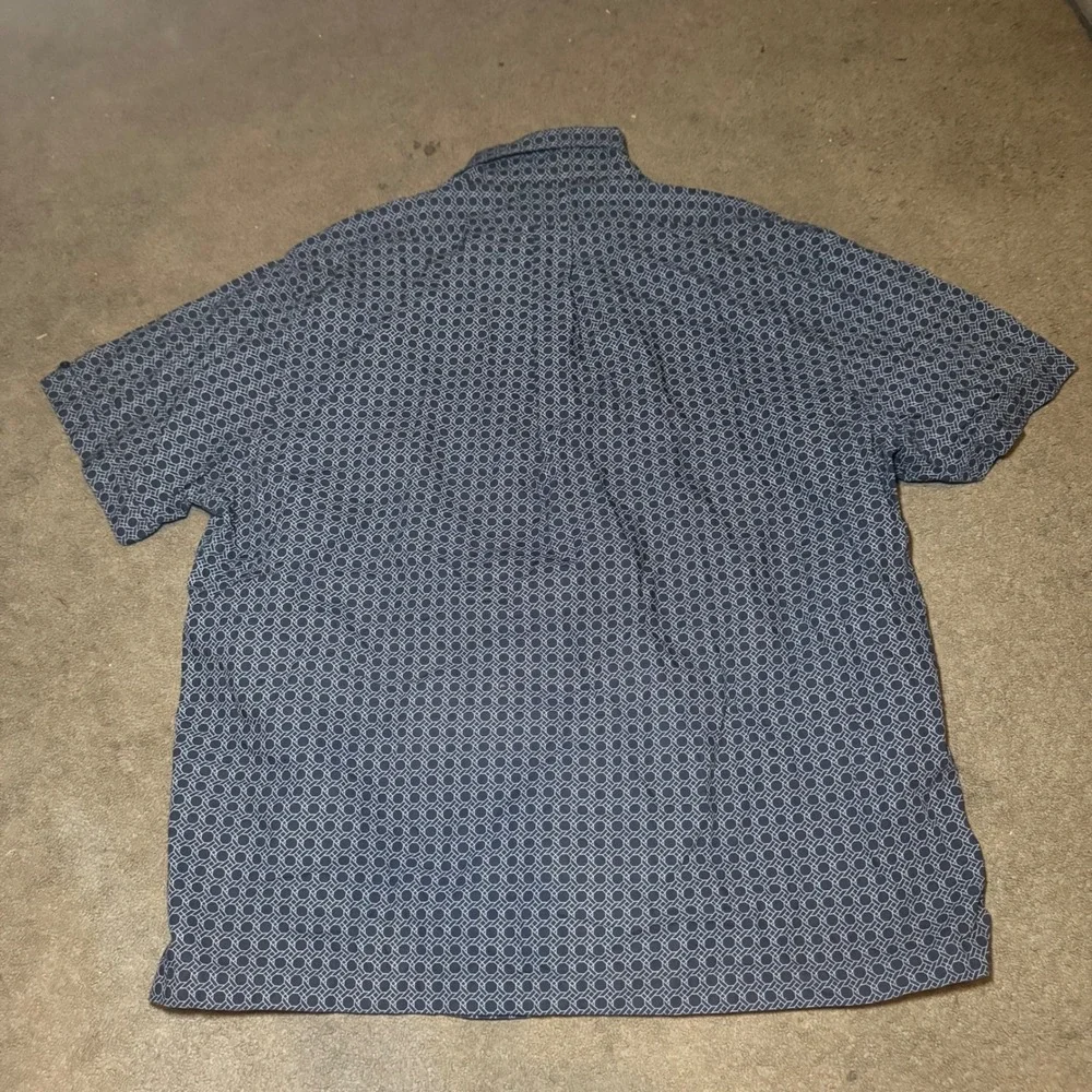 Brooks Brothers 1818 Mens XL Regular Navy Blue Geometric Print Cotton SS Shirt